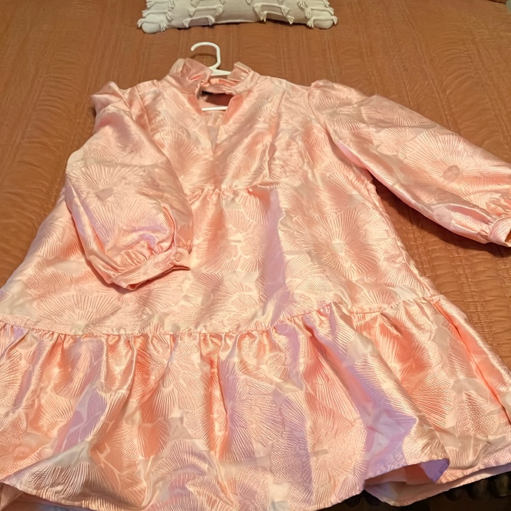 Tuckernuck Pink Satin Textured palmerston dress